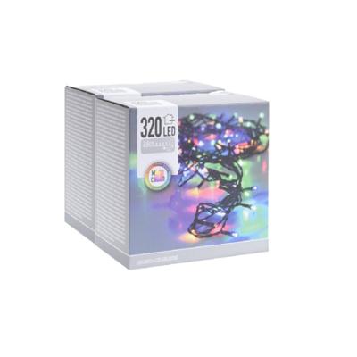 2x kerstverlichting lichtsnoer- gekleurd - 320 leds - 2400 cm - groen snoer