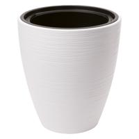 Form Plastic Plantenpot/bloempot Gobi - kunststof - wit - D30 x H32 cm - met binnenpot - thumbnail