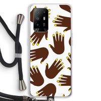 Hands dark: Oppo A94 5G Transparant Hoesje met koord