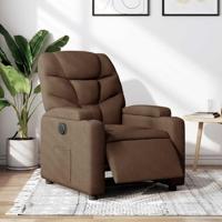 Fauteuil verstelbaar elektrisch stof bruin