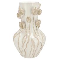 DK Design Bloemenvaas Mara - wit/creme - 28 x 28 x 45 cm - tulpvormige hals - moderne vaas