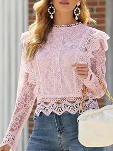 Casual Plain Lace Shirt