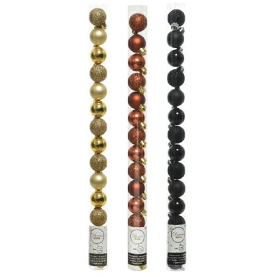42x Stuks kunststof kerstballen mix zwart/terra bruin/goud 3 cm