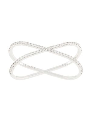 ALINKA bague deux doigts KATIA DUO ne or blanc 18c ornée de diamants - Argent