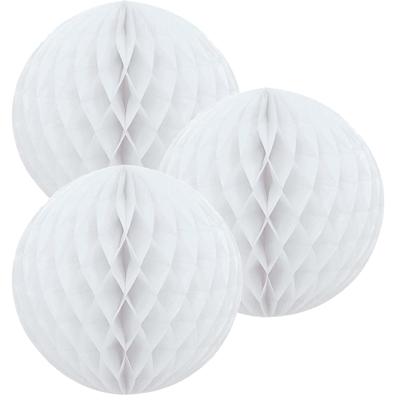 Papieren kerstballen - 3x - wit - 10 cm - kerstversiering