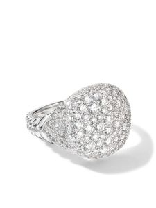 David Yurman bague Chevron en or blanc 18ct pavée de diamants (13 mm) - Argent