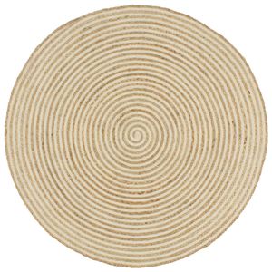VidaXL Vloerkleed handgemaakt met spiraal ontwerp 150 cm jute wit