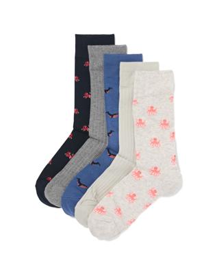 HEMA Herensokken zeedieren - 5 paar donkergroen (donkergroen)