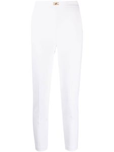 Elisabetta Franchi pantalon de tailleur à plaque logo - Blanc