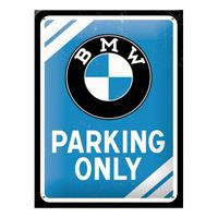 Klein metalen bord BMW parking only   - - thumbnail