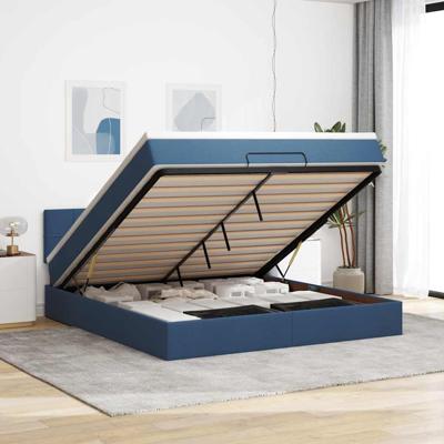 Ottoman bed met matras 160x200cm stof blauw