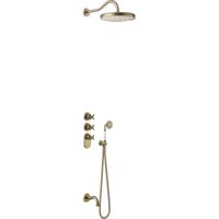 Regendouche set Tres Clasic | Inbouw | Thermostaatkraan | 3-weg | Vintage | Messing mat