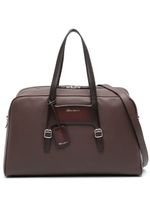 Santoni sac fourre-tout en cuir à logo imprimé - Marron