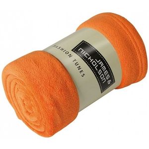 Fleece deken/plaid oranje 120 x 160 cm   -