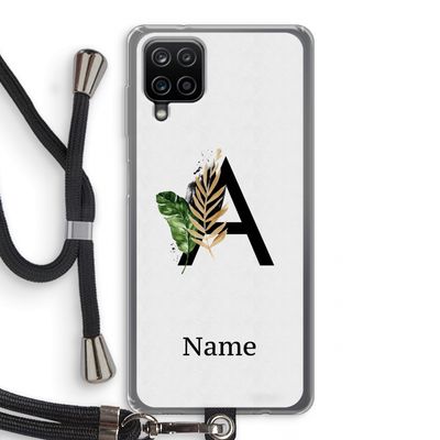 Charcoal Flora: Samsung Galaxy A12 Transparant Hoesje met koord