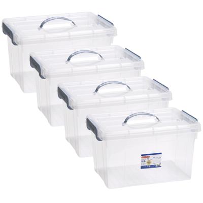 Opslagbox AZUL serie - 4x - met deksel - transparant - 18.5 liter - 42 x 30 x 24 cm - kunststof