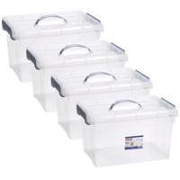 Opslagbox AZUL serie - 4x - met deksel - transparant - 18.5 liter - 42 x 30 x 24 cm - kunststof