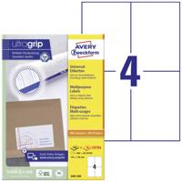 Avery-Zweckform 3483-200 Universele etiketten 105 x 148 mm Papier Wit 880 stuk(s) Permanent hechtend Inkjet, Laser (zwart/wit), Laser (kleur), Kopiëren