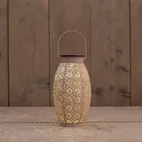 Anna&apos;s Collection Lantaarn solar metaal 1 led warm wit 13 x 13 x 24 cm zand