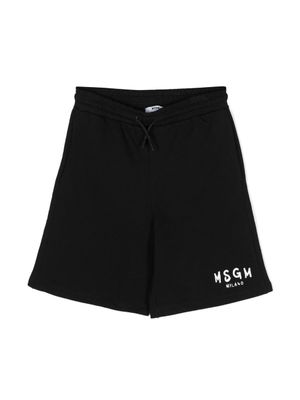 MSGM Kids short en coton à logo imprimé - Noir