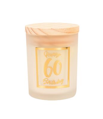 Geurkaars klein goud/wit - 60 jaar