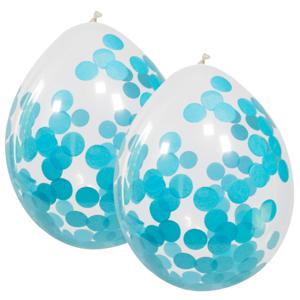 Feest ballonnen transparant met confetti - blauw - 12x stuks - 30 cm