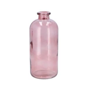 DK Design Bloemenvaas fles model - helder gekleurd glas - zacht roze - D11 x H25 cm   -