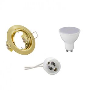 LED Spot Set - Trion - GU10 Fitting - Inbouw Rond - Mat Goud - 4W - Helder/Koud Wit 6400K - Kantelbaar Ø83mm