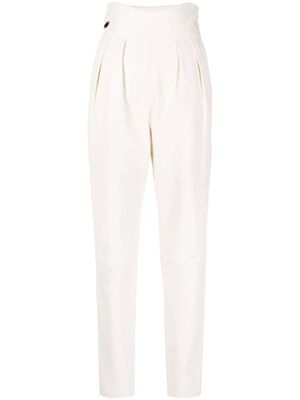 Philipp Plein pantalon en cuir à taille haute - Tons neutres