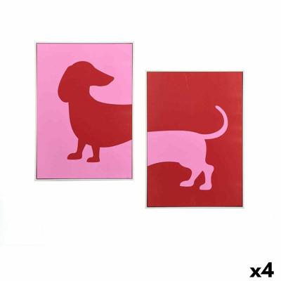 Canvas Gift Decor Rood Roze Hond 50 x 3 x 70 cm (4 Stuks)