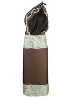 Valentino Garavani robe asymétrique mi-longue à imprimé chaîne - Vert