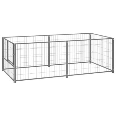 VidaXL Hondenkennel 200x100x70 cm staal zilverkleurig