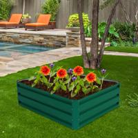 Hoge Bed Staal Rechthoekige Plantenbak Verhoogd Tuinbed Vroege Bed voor Groenten Bloemen Kruiden Groen 100 x 30,5 x 80 cm