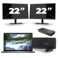 Dell Latitude 5510 - Intel Core i5-10e Generatie - 15 inch - 8GB RAM - 256GB SSD - Windows 11 + 2x 22 inch Monitor