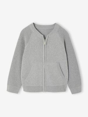 Teddy vestje voor jongens met lange mouwen gemêleerd grijs