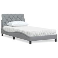 Bed met matras stof lichtgrijs 100x200 cm