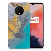 OnePlus 7T | TPU | Siliconen hoesje | Marble Blue Gold