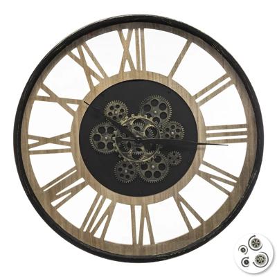 Wandklok/muur klok - Roman Vintage Metal - Dia 57 cm - kunststof/glas - zwart