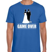 Vrijgezellen feest t-shirt voor heren - Game Over - blauw - bachelor party/bruiloft