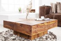 Design massief houten salontafel BOLT 70cm bruin sheesham steen afwerking handgemaakt - 43673