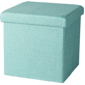 Poef/hocker - opbergbox zit krukje - mintgroen - polyester/mdf - 38 x 38 cm - opvouwbaar