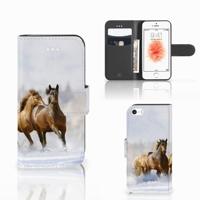 Apple iPhone 5 | 5s | SE | Telefoonhoesje | Met pasjeshouder | Paarden