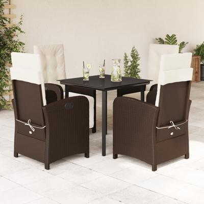 5-delige Tuinset met kussens poly rattan bruin