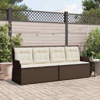 Tuinbank met kussen Bruin Poly riet