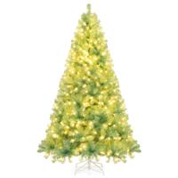 225 cm Kunstkerstboom met Verlichting Dennenboom met Warmwitte LED-lampen Groen 225 cm Kunstkerstboom met Verlichting Dennenboom met Warmwitte LED-lampen Groen