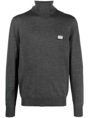 Dolce & Gabbana pull en laine à logo appliqué - Gris