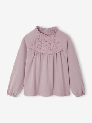 Shirt van Engels borduurwerk voor meisjes zachtpaars
