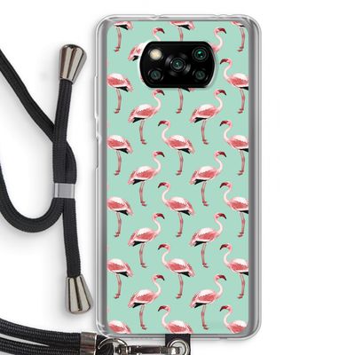 Flamingoprint groen: Xiaomi Poco X3 NFC Transparant Hoesje met koord