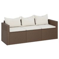 The Living Store Tuinbank - Driezits - Bruin - 176x64x60.5cm - PE-rattan - Gepoedercoat staal