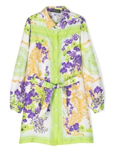 Versace Kids robe-chemise imprimée en soie - Blanc